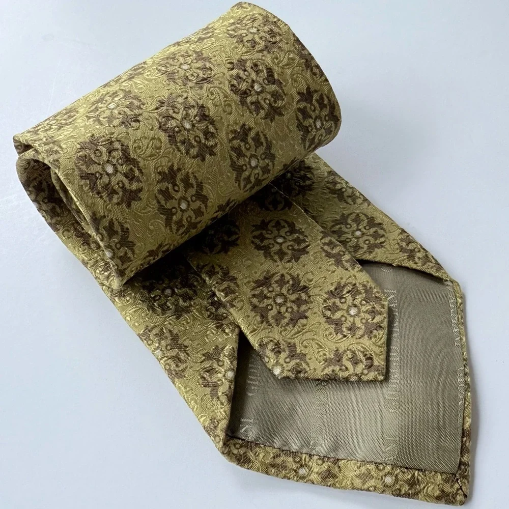 Vintage Giorgio Armani Cravatte Silk Tie Made in Italy Golden Olive Khaki